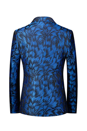 Solapa con muescas Blazer de fiesta azul real para hombre con solapa y un botón